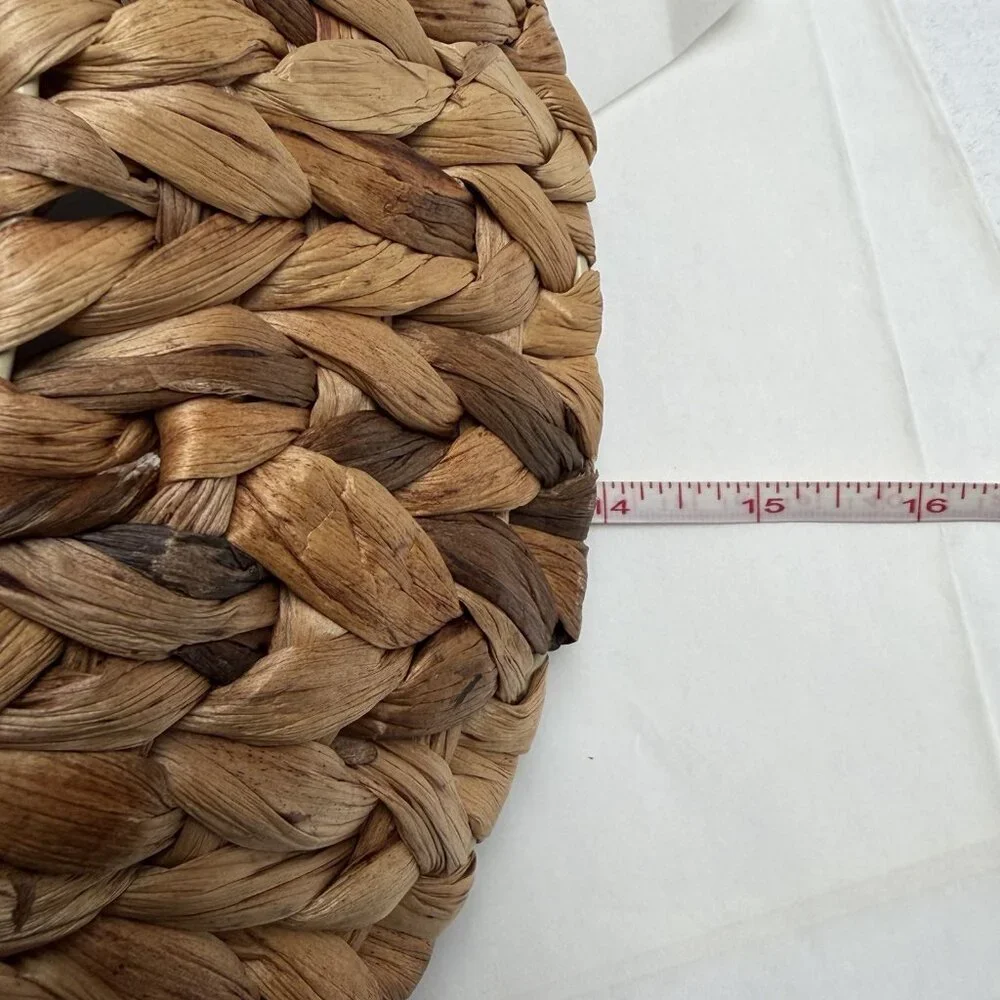Home Living Decorative Round Woven Basket Wood Handles Desired Farmhouse Cottage